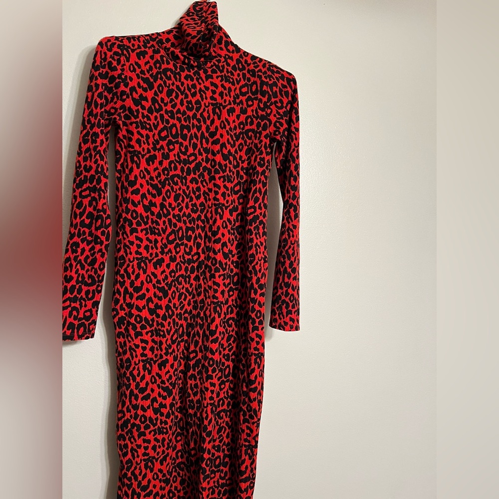 Red leopard print dress